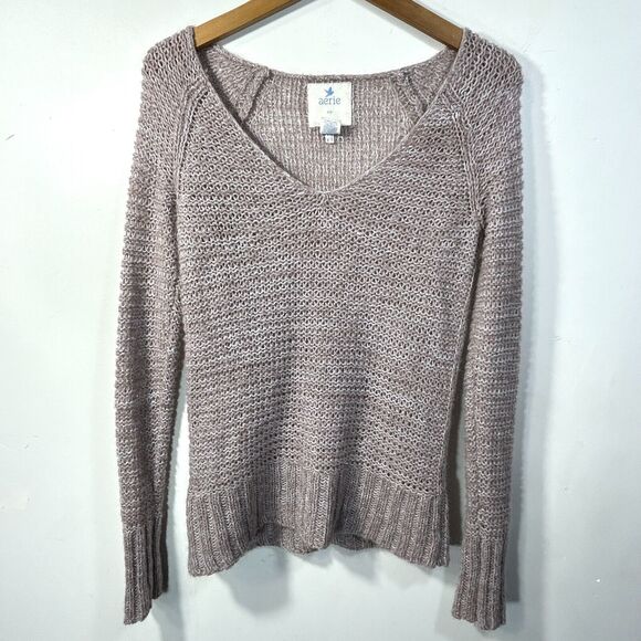 Aerie V Neck Sweater Mohair Wool Women S Open Knit Comfy Soft Lightweight layer - Picture 10 of 10